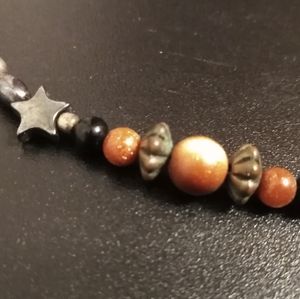 Sunstone and hematite beaded necklace